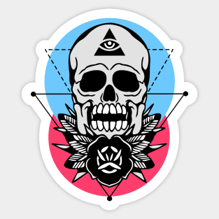 Skull And Rose Sticker